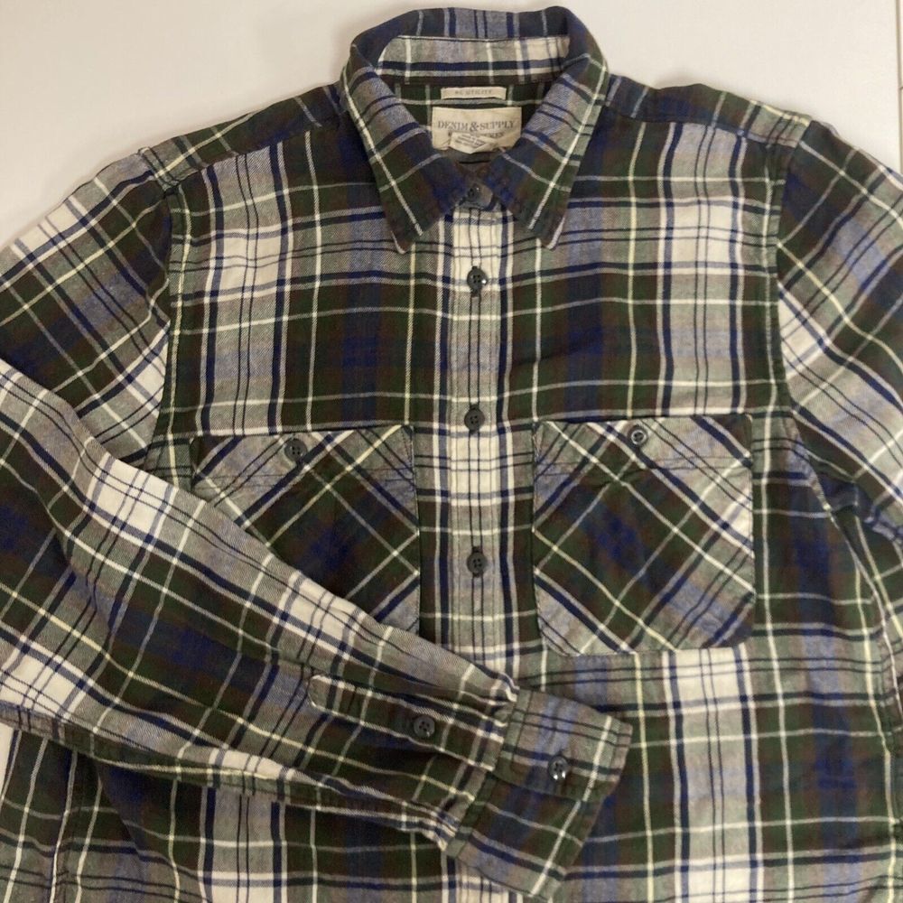 Ralph Lauren Denim & Supply Utility Shirt Medium Flannel Shirt Green Plaid